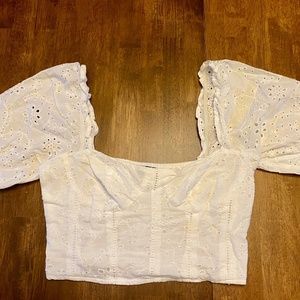 Bershka cotton eyelet crop top